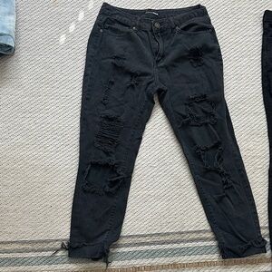 Distressed Black Women's Jeans